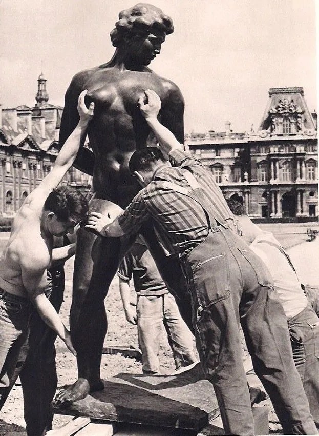 Robert Doisneau (French, 1912-1994) Print: Robert Doisneau (French, 1912-1994) Print. Venus Manhandled, "1964". Printed in 1979. 7.00 x 9.00 inches. Not hand-signed unless otherwise stated. Photomechanical Print. Lots that contain nudity have 