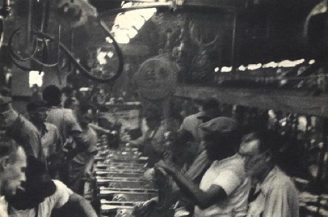 Robert Frank (Swiss-American, 1924-2019) Print: Robert Frank (Swiss-American, 1924-2019) Print. Assembly Line, Detroit. Printed in 1958, France. 7.50 x 5.00 inches. Gravure. Photomechanical Print. Lots that contain nudity have been partially