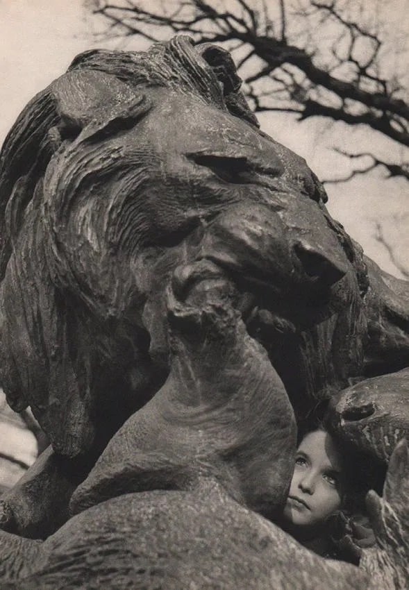 Fina Gomez Revenga (German, 1906-1989) Print: Fina Gomez Revenga (German, 1906-1989) Print. Lion Sculpture. Printed in 1954. 11.00 x 15.50 inches. Not hand-signed unless otherwise stated. Photomechanical Print. Lots that contain nudity have been