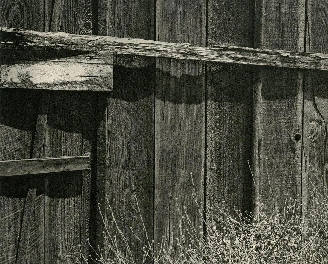 Ansel Adams (American, 1902-1984) Print: Ansel Adams (American, 1902-1984) Print. Old Fence, "1931". 5.10 x 6.40 inches. Printed in 1934. Not hand-signed unless otherwise stated. Photomechanical Print. Lots that contain nudity have been part