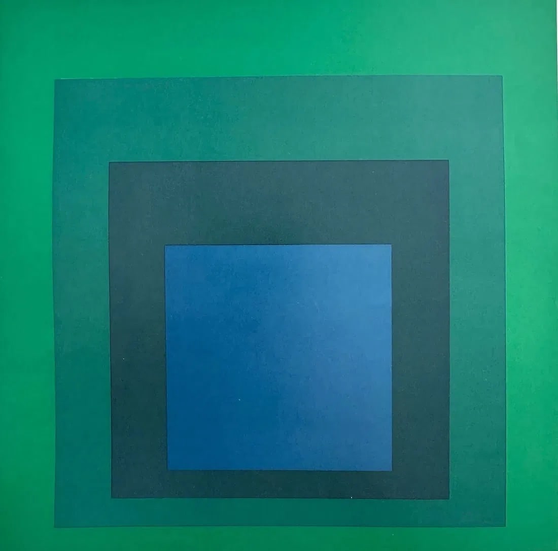 Josef Albers (German, 1888-1976) Print: Josef Albers (German, 1888-1976). Homage to the Square Print. Printed in 1971. 7.40 x 7.50 inches. Not hand-signed unless otherwise stated. Photomechanical Print. Lots that contain nudity have been pa