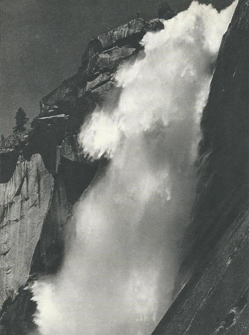 Ansel Adams (American, 1902-1984) Print: Ansel Adams (American, 1902-1984) Print. Nevada Fall, Yosemite Valley, California, "1932". 8.50 x 6.25 inches. Printed in 1934. Not hand-signed unless otherwise stated. Photomechanical Print. Lots
