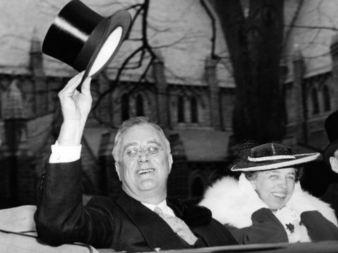 Franklin D. Roosevelt (American, 1882-1945) Print: Franklin D. Roosevelt (American, 1882-1945) Print. With Eleanor Roosevelt. 30.00 x 22.00 inches. Not hand-signed unless otherwise stated. Photomechanical Print. Lots that contain nudity have been
