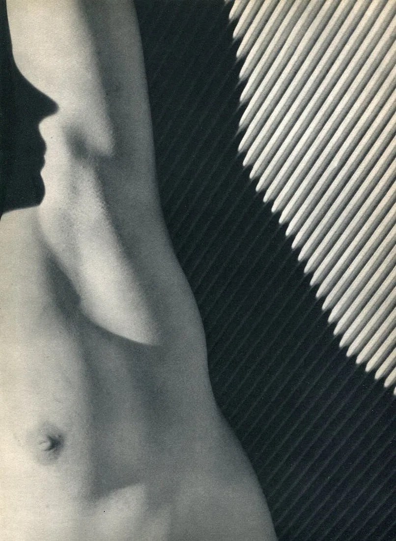 Jacques Lemare (French, 1904-1985) Print: Jacques Lemare (French, 1904-1985) Print. Male Nude, Shadow. Printed in 1935, France. 8.50 x 11.00 inches. Not hand-signed unless otherwise stated. Photomechanical Print. Lots that contain nudity