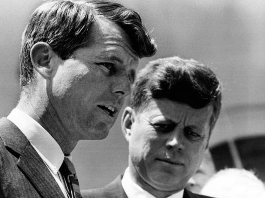 John F. Kennedy (American, 1917-1963) Print: John F. Kennedy (American, 1917-1963) Print. With Robert Kennedy. 30.00 x 22.00 inches. Not hand-signed unless otherwise stated. Photomechanical Print. Lots that contain nudity have been partially