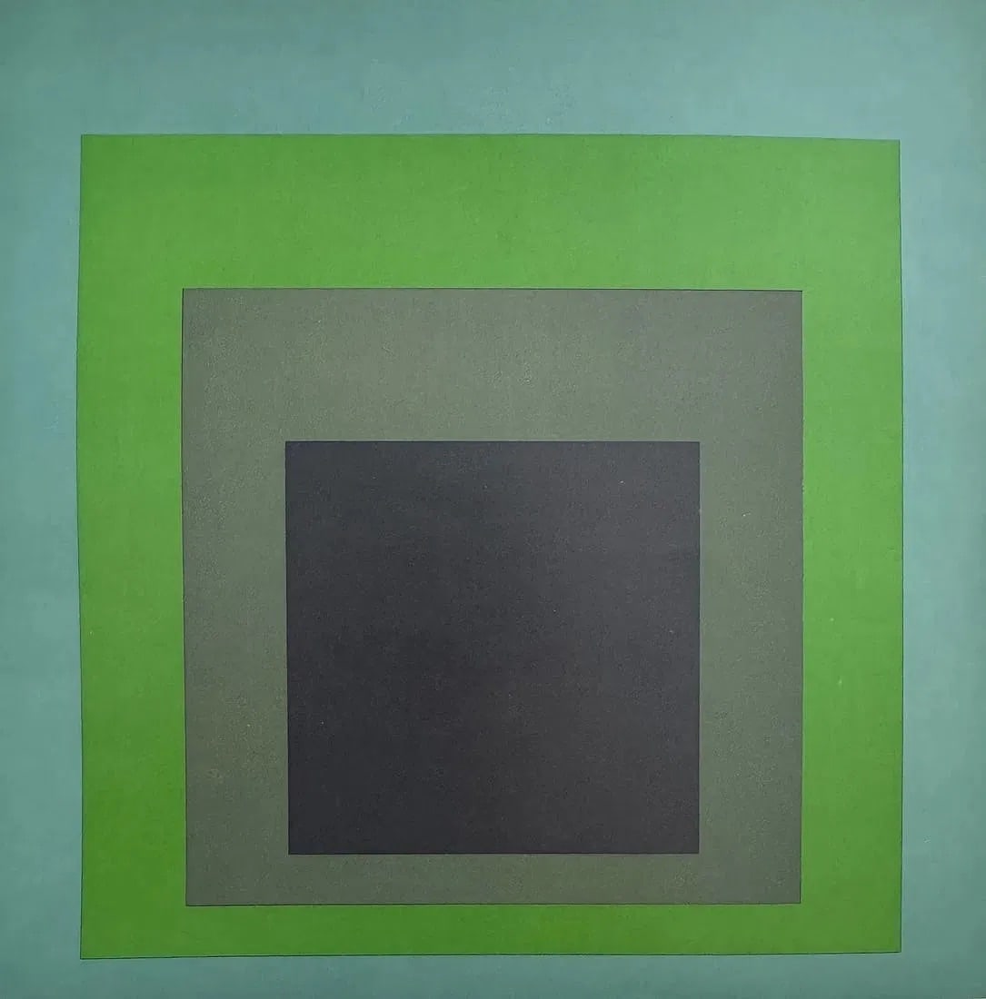 Josef Albers (German, 1888-1976) Print: Josef Albers (German, 1888-1976). Homage to the Square Print. Printed in 1971. 7.40 x 7.50 inches. Not hand-signed unless otherwise stated. Photomechanical Print. Lots that contain nudity have been pa