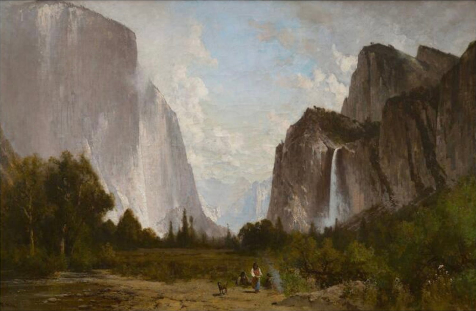 After Thomas Hill (American, 1829-1908) Print: After Thomas Hill (American, 1829-1908) Print. Bridal Veil Falls and El Capitan, "1800's". 37.00 x 23.50 inches. Not hand-signed unless otherwise stated. Photomechanical Print. Lots that contain