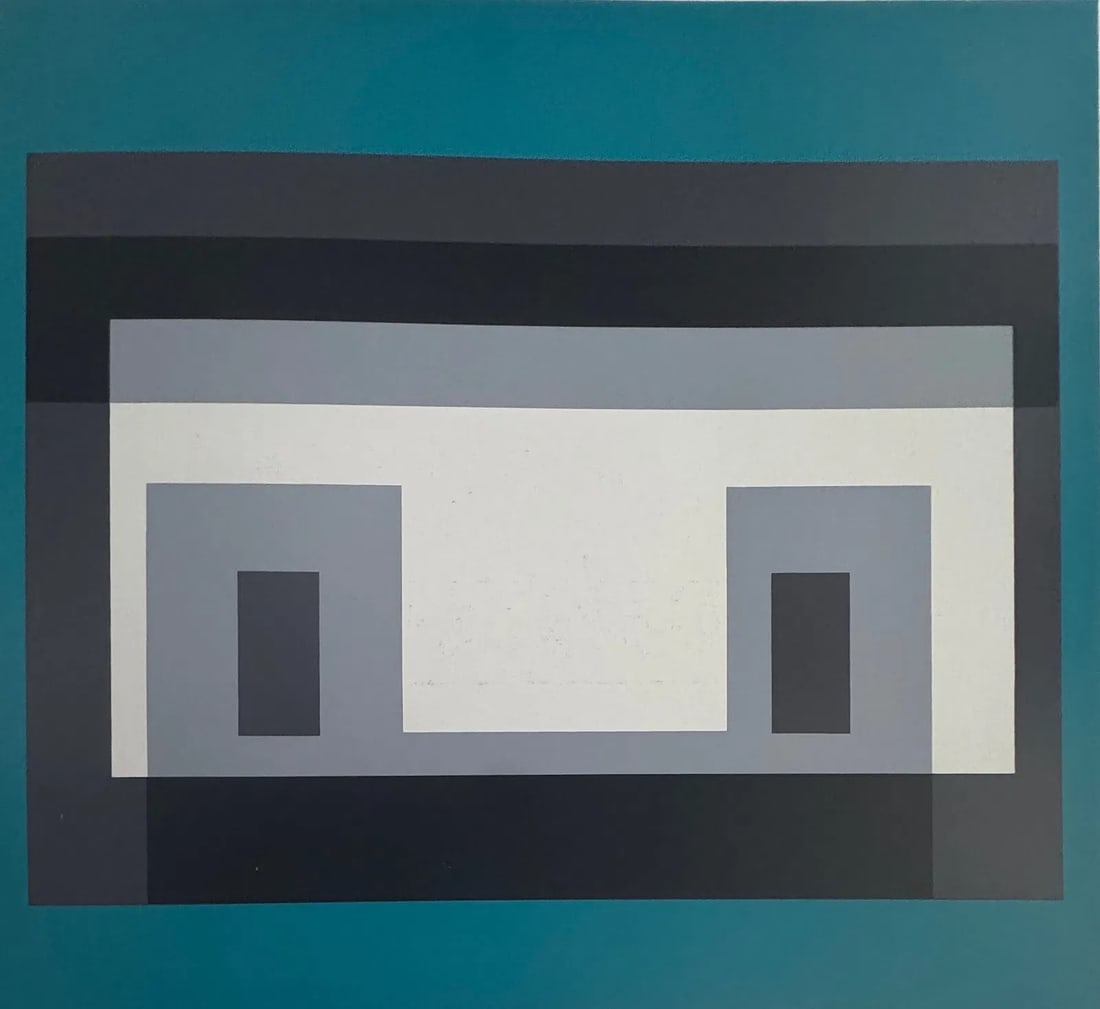 Josef Albers (German, 1888-1976) Print: Josef Albers (German, 1888-1976). Homeage to the Square Silkscreen. 8.75 x 8.75 inches. Printed in 1972. Not hand-signed unless otherwise stated. Photomechanical Print. Lots that contain nudity have b