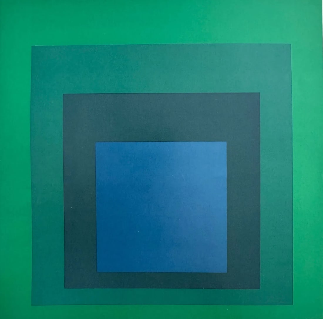 Josef Albers (German, 1888-1976) Print: Josef Albers (German, 1888-1976). Homage to the Square Print. Printed in 1971. 7.40 x 7.50 inches. Not hand-signed unless otherwise stated. Photomechanical Print. Lots that contain nudity have been pa
