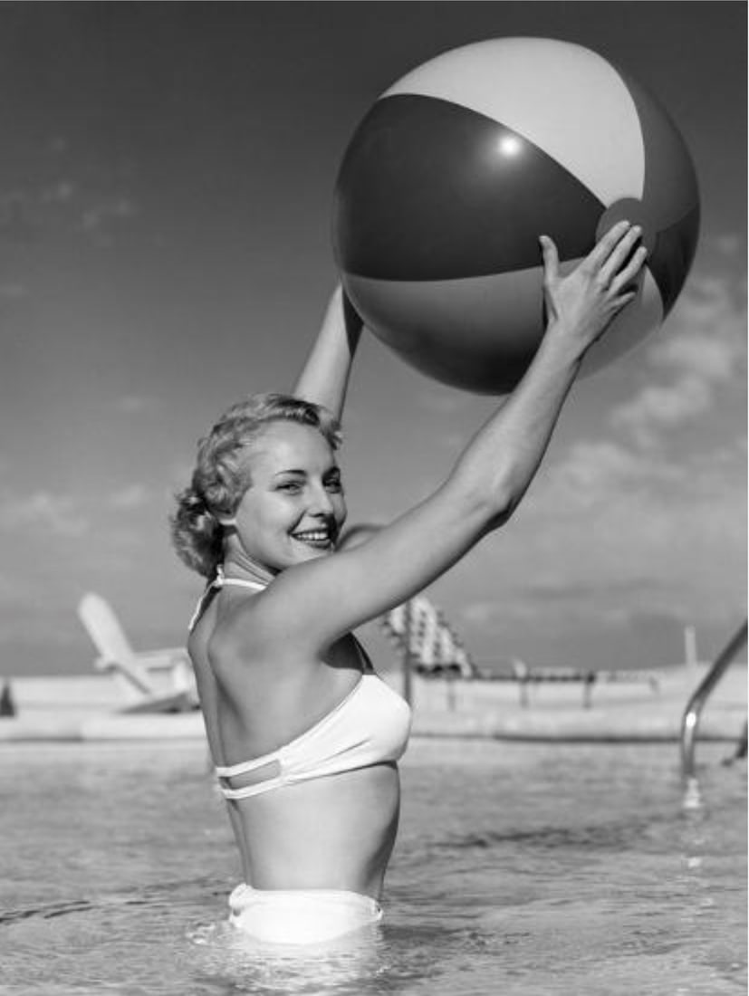 Beach Ball Print: Beach Ball Print. "1950s". 34.00 x 44.00 inches. Not hand-signed unless otherwise stated. Photomechanical Print. Lots that contain nudity have been partially obscured in the listing; unblurred images 