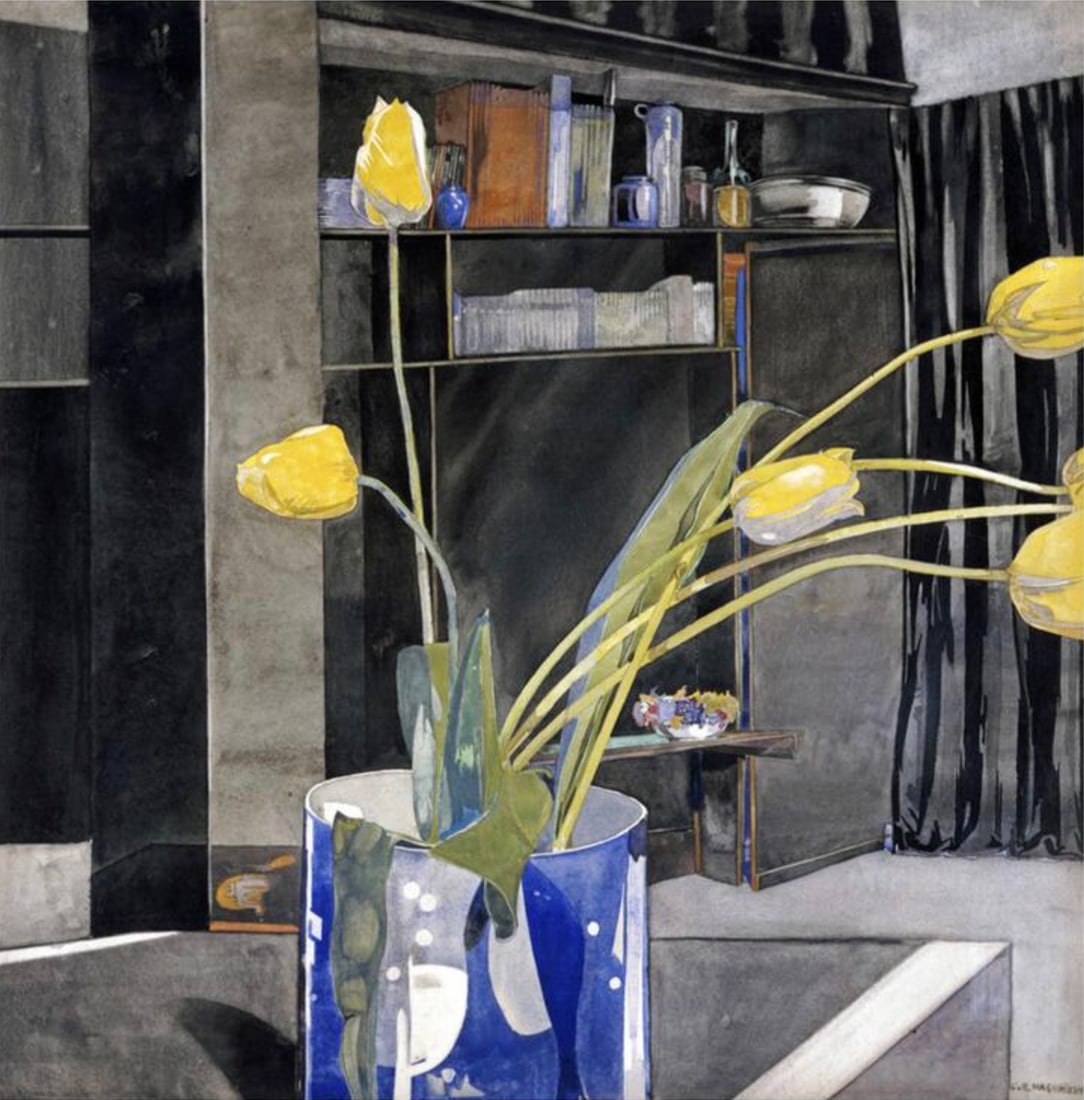 After Charles Rennie Mackintosh (Scottish, 1868-1928) Print: After Charles Rennie Mackintosh (Scottish, 1868-1928) Print. Yellow Tulips, "1922". 29.50 x 30.25 inches. Not hand-signed unless otherwise stated. Photomechanical Print. Lots that contain nudity have