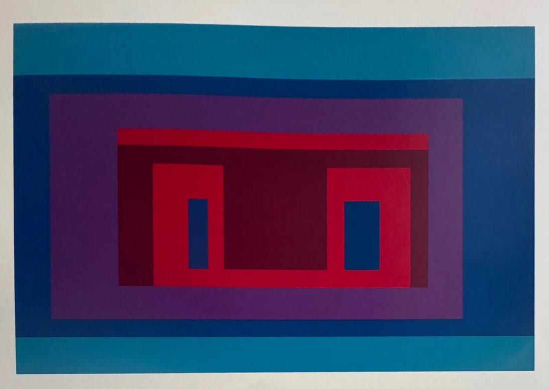 Josef Albers (German, 1888-1976) Print: Josef Albers (German, 1888-1976). Silkscreen. 7.25 x 9.50 inches. Printed in 1972. Not hand-signed unless otherwise stated. Photomechanical Print. Lots that contain nudity have been partially obscured