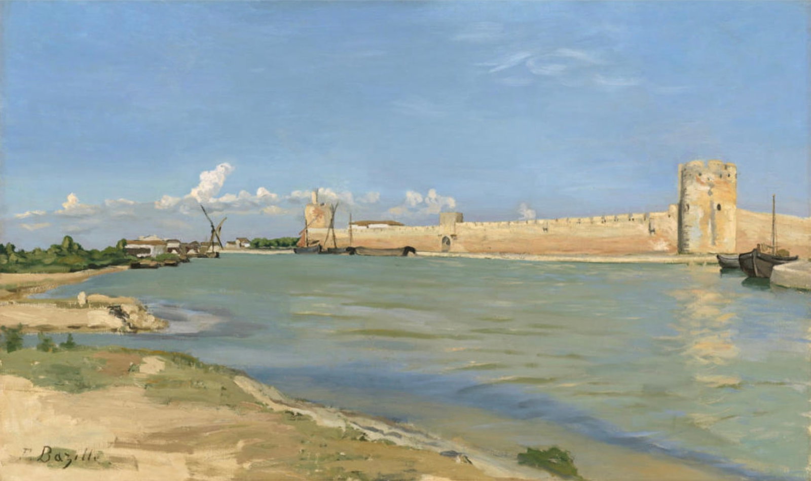 After Frederic Bazille (French, 1841-1870) Print: After Frederic Bazille (French, 1841-1870) Print. The Ramparts at Aigues-Mortes, "1867". 39.00 x 21.00 inches. Not hand-signed unless otherwise stated. Photomechanical Print. Lots that contain nudity