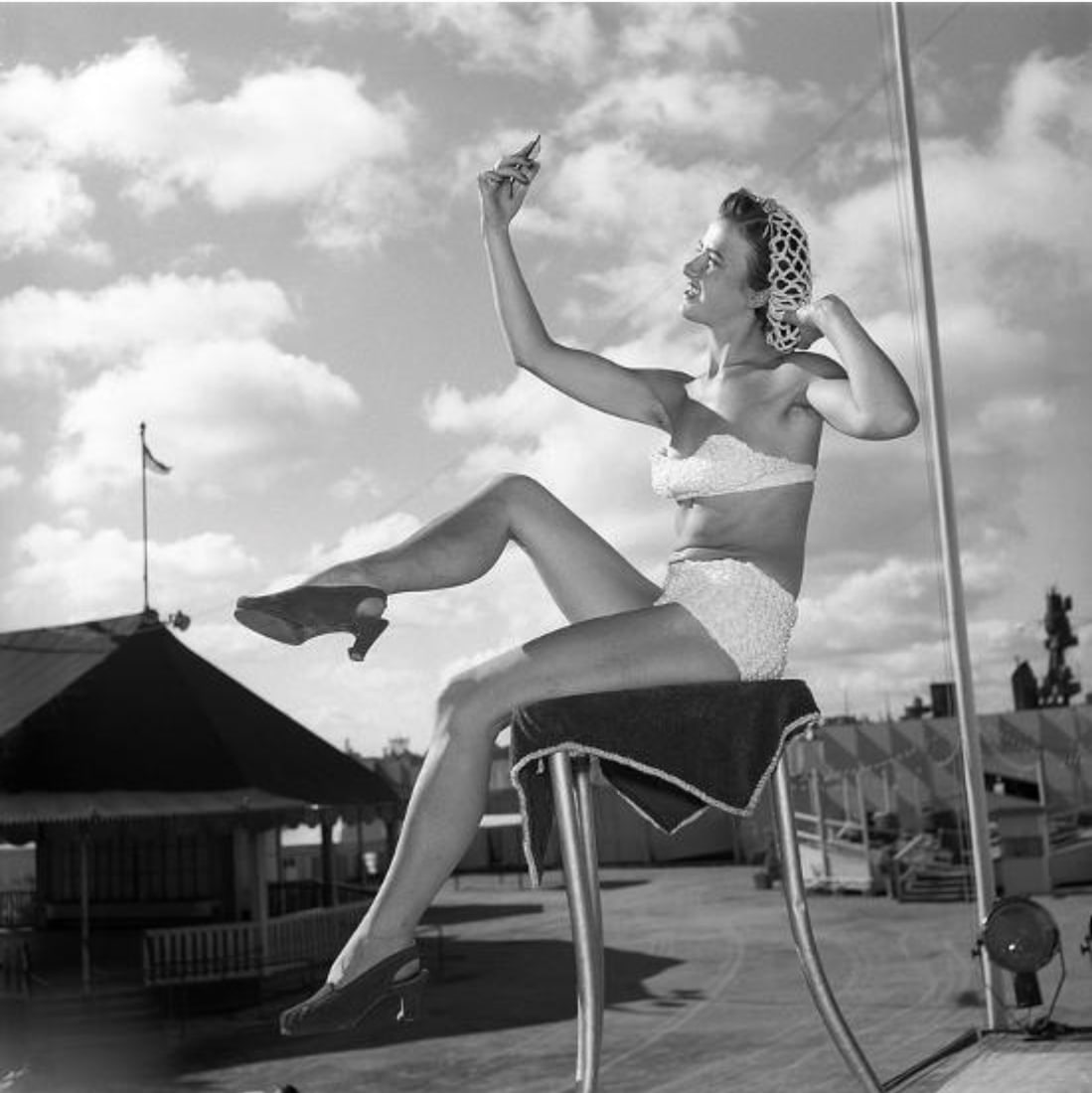 Female, Bikini Print: Female, Bikini Print. "1945". Originally photographed in Sweden. 28.50 x 29.00 inches. Not hand-signed unless otherwise stated. Photomechanical Print. Lots that contain nudity have been partially obsc