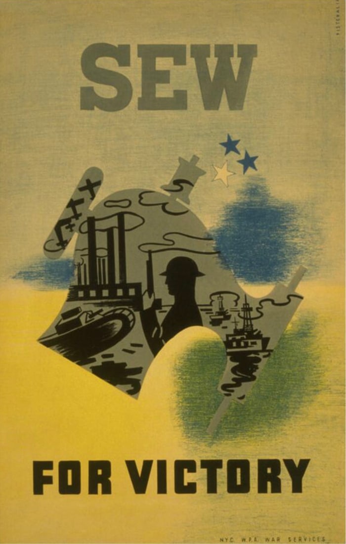 Sew For Victory Poster: Sew For Victory Poster. After. Bonded to fabric. 24.00 x 36.25 inches. Not hand-signed unless otherwise stated. Photomechanical Print. Lots that contain nudity have been partially obscured in the