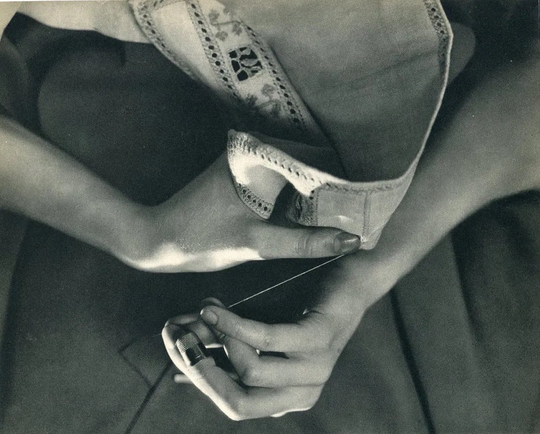 Edward Steichen (American, 1879-1973) Print: Edward Steichen (American, 1879-1973) Print. Sewing. Printed in 1931, France. 9.00 x 6.00 inches. Not hand-signed unless otherwise stated. Photomechanical Print. Lots that contain nudity have been