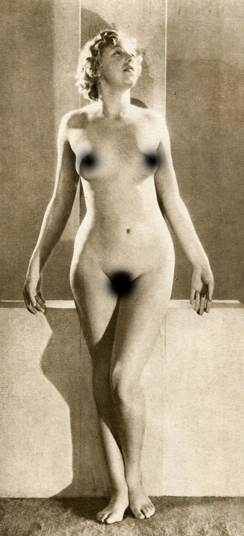 Dupre Print: Dupre Print. Female Nude, Standing. Printed in 1952, France. 4.50 x 9.50 inches. Edition of 2000. Not hand-signed unless otherwise stated. Photomechanical Print. Lots that contain nudity have been par