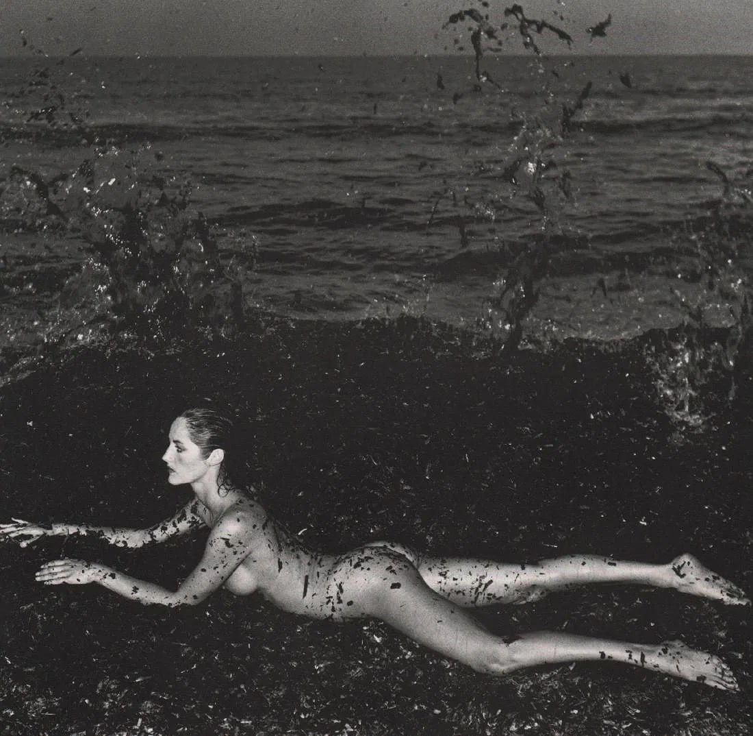 Helmut Newton (German-Australian, 1920-2004) Print: Helmut Newton (German-Australian, 1920-2004) Print. Nude in Seaweed, Saint-Tropez,"1981". Printed in 1982, USA. 8.00 x 8.00 inches. Not hand-signed unless otherwise stated. Photomechanical Print. Lots
