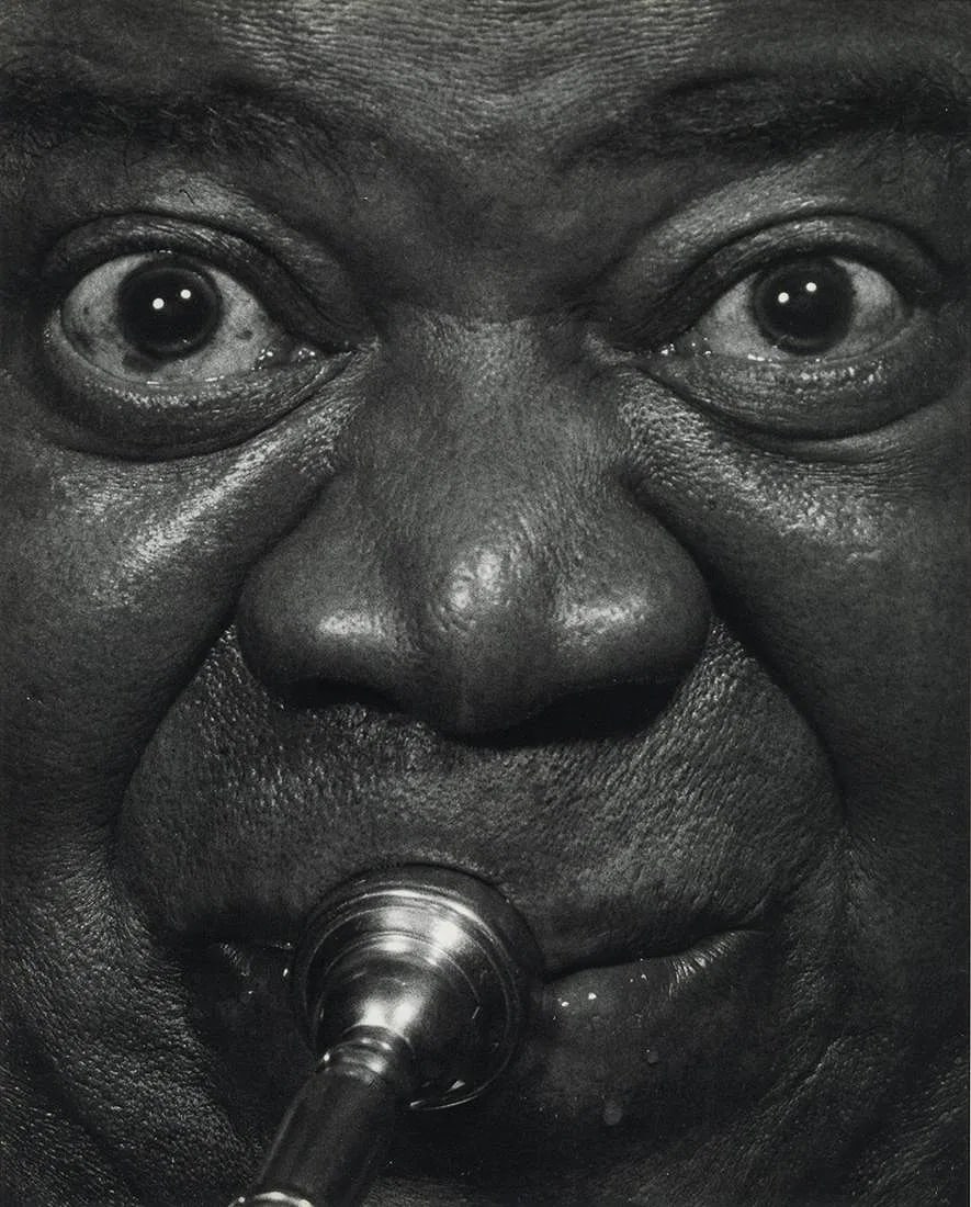 Philippe Halsman (Latvian-American, 1906-1979) Print: Philippe Halsman (Latvian-American, 1906-1979) Print. Louis Armstrong. Printed in 1983, USA. 10.45 x 13.00 inches. Photogravure. Not hand-signed unless otherwise stated. Photomechanical Print. Lots th