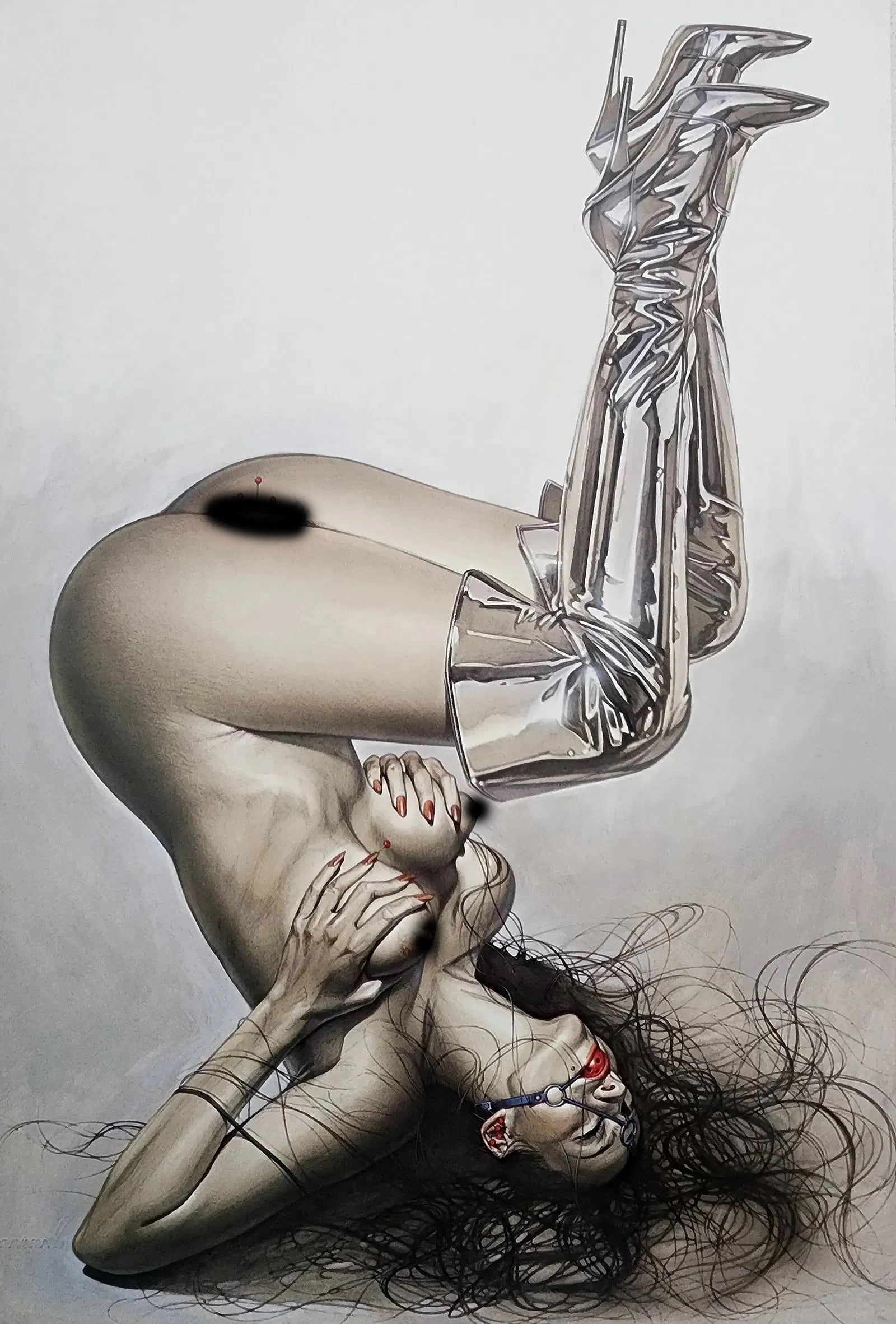 Hajime Sorayama (Japanese, b. 1947) Print: Hajime Sorayama (Japanese, b. 1947) 14.00 x 9.50 inches. Printed in 1997, Japan. Not hand-signed unless otherwise stated. Photomechanical Print. Lots that contain nudity have been partially obscured i