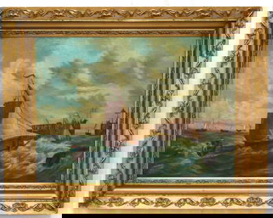 Original Oil on Canvas of English Maritime Scene 19th Century: Original Oil on Canvas of English Maritime Scene in 19th century frame. Inspired by Dutch maritime painters from the 16th century, English artists continued in this tradition well into the 19th centur