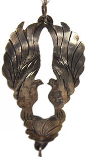 Vintage Allard Signed Artisinal Sterling Earrings With Turtle Dove Emblems: Vintage Allard signed artisanal sterling earrings with turtle dove emblems. Turtle doves represent love, fidelity, and friendship due to the turtle dove's habit of pairing for life. Formed into a hear