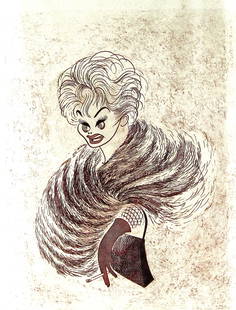 Al Hirschfeld original signed lithograph of Lucille Ball 1960's: Al Hirschfeld signed lithograph of Lucille Ball, circa 1962. Depicting the iconic first lady of comedy in a fur stole, holding a purse and smoking a cigarette. It is a color etching on Arches paper, s
