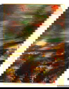 Leonardo Nierman "Dream" Original Oil on Masonite: Signed lower left 'Nierman'. Titled en verso "Dream" with Gallery Inventory Card. This original Oil on masonite by Nierman represents his fascination expressing natural events; waterfalls, eruptions,
