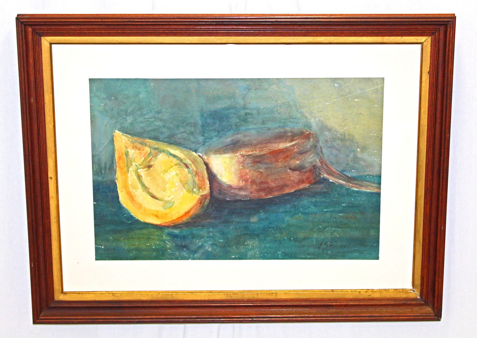 Anna S. Fisher Orignal Still Life Scene, Watercolor on Paper 1930's (1 of 9)