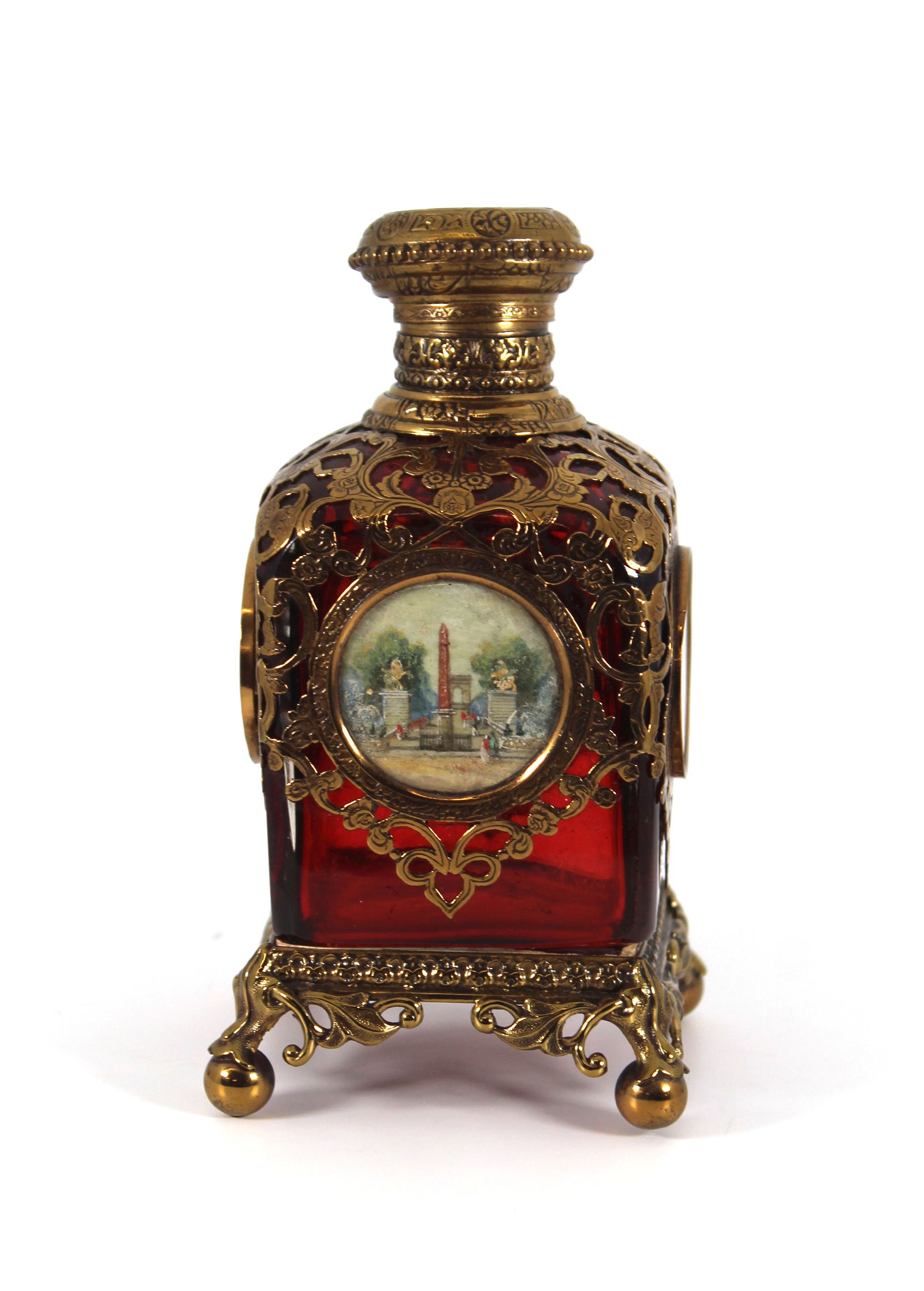 French Empire Palais Royal Ruby Red Perfume Bottle 1870s (1 of 12)