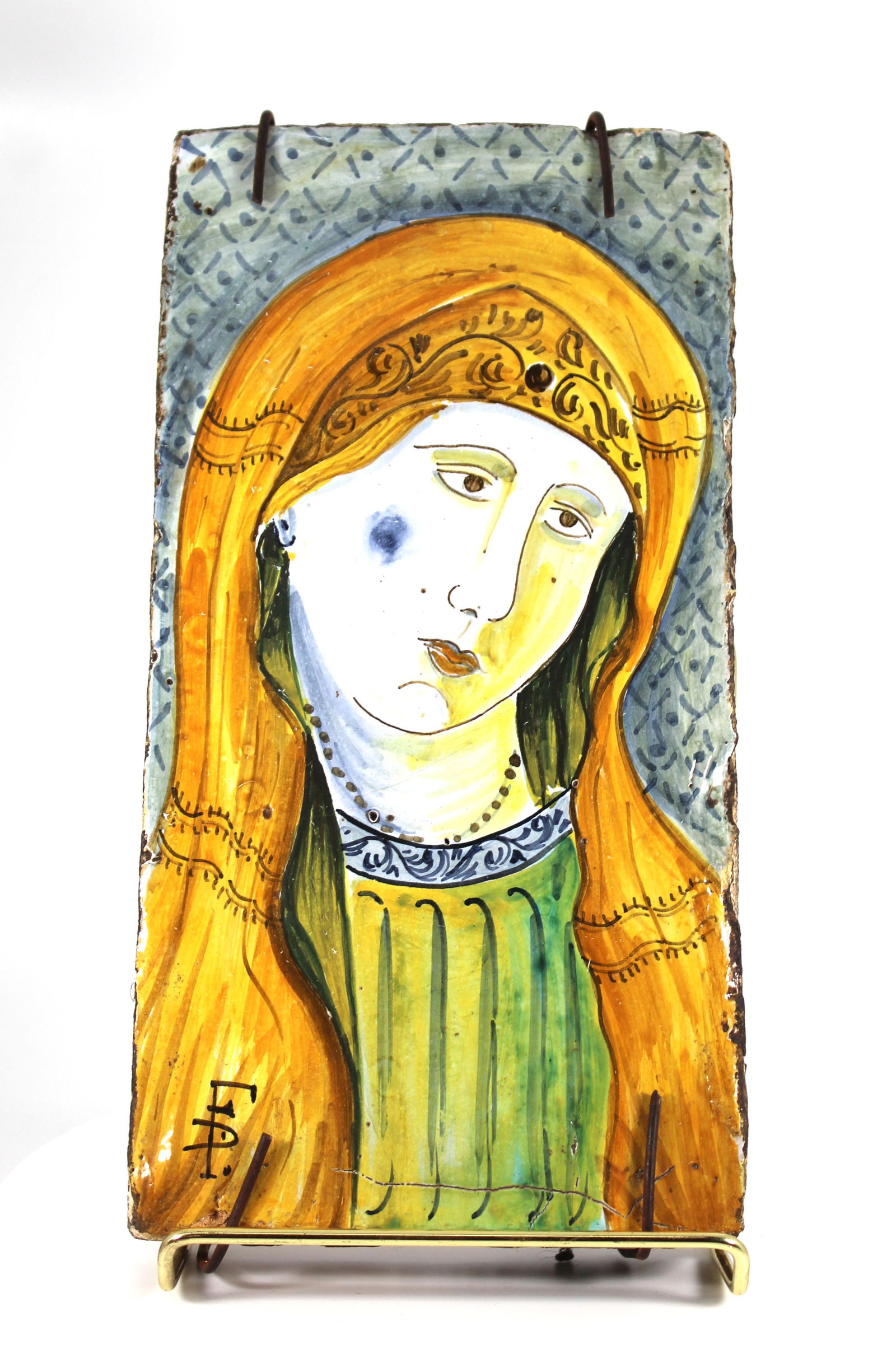 Italian "Ma Donna" Caltagirone Majolica Plaque 1880-1920 Madonna (1 of 13)