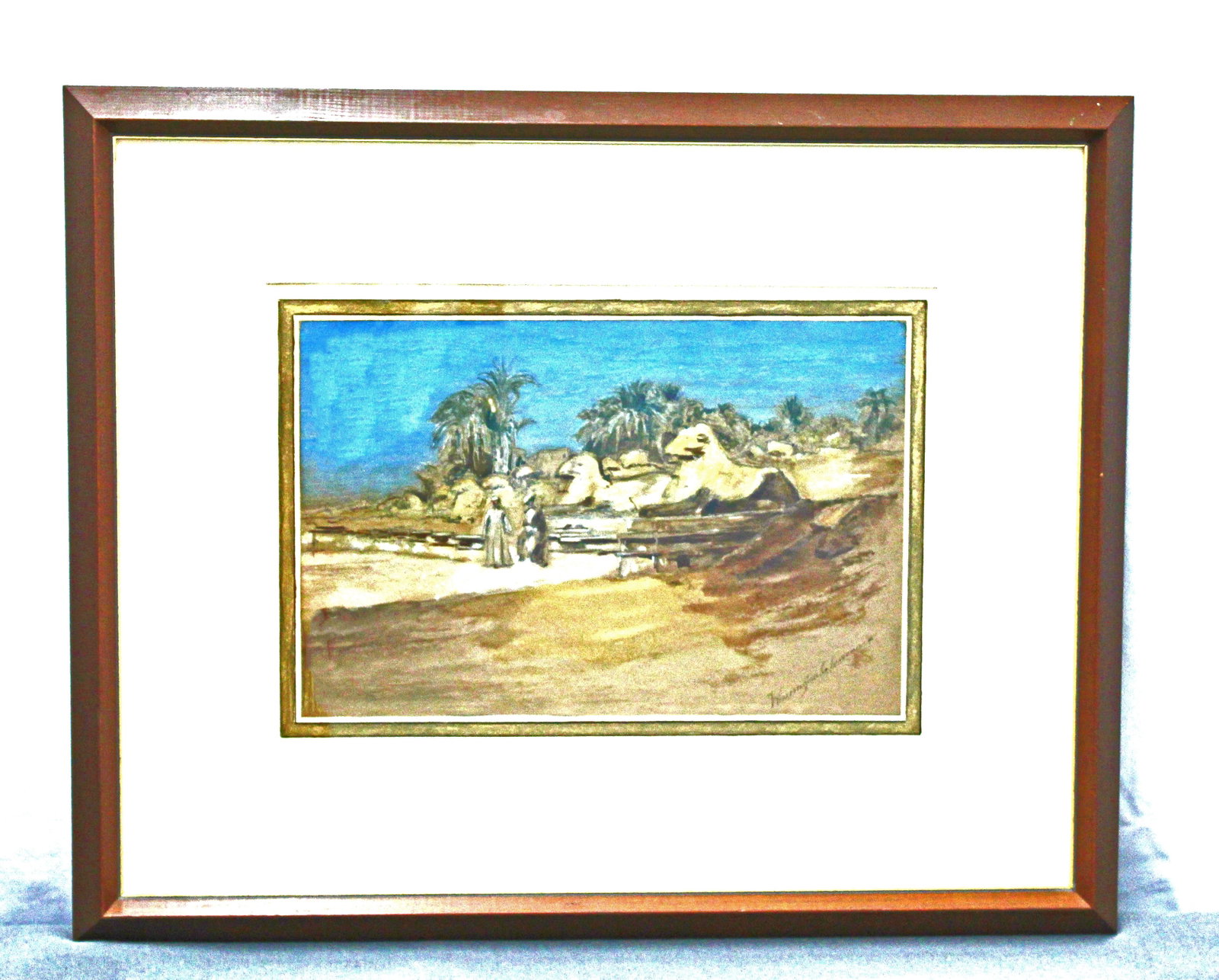 Warrington G Lawrence Rams-Headed Sphinxes Ave Karnak: Warrington G Lawrence (American 1860-1938) Rams-Headed Sphinxes Avenue in Karnak, Gouache on paper signed lower right. Provenance: From a prominent purveyor of antiquities out of Baltimore Maryland, t