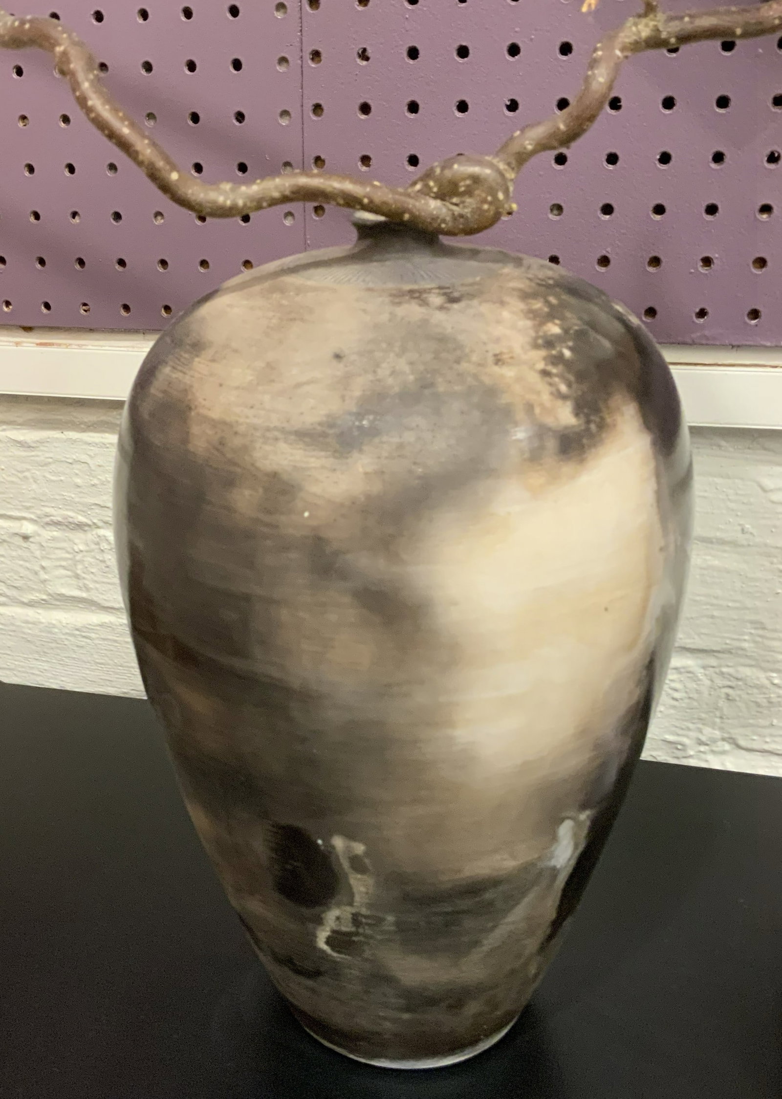 Nancee Meeker pit fired post modern Vase: IMAGES-DETAILS-MEASUREMENTS COMING SOON! A contemporary pit fired vase by Nancee Meeker, signed on base. Zelma's offers in-house shipping, please inquire before checkout to ensure competitive shipping