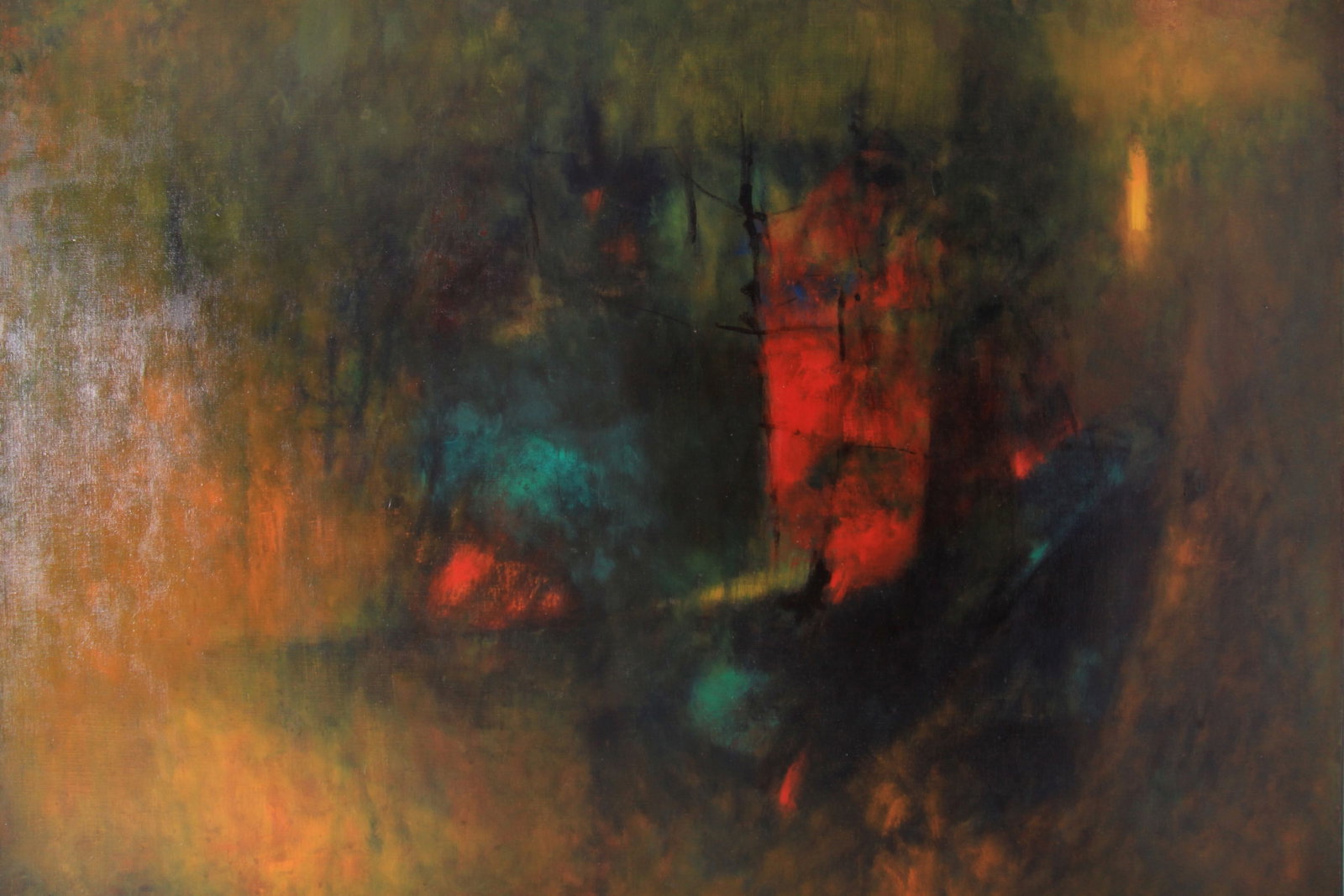 Lebadang signed original abstract oil painting: Lebadang original abstract oil painting, minor restoration by professional restorer. Signed by artist on bottom left. Title and name on verso. Zelma's offers in-house shipping, please inquire before c