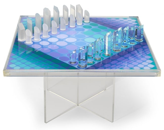 Victor Vasarely Chess Table Board & Pieces (1 of 10)
