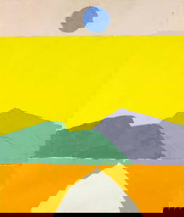 Etel Adnan (1925-2021) - Untitled, 2014: Etel Adnan (1925-2021) | Lebanon - United States “Untitled, 2014” Oil on canvas Signed on the back of the artwork: “Adnan 14.” Dimensions: Frame: 59.5 × 49 cm | 23 × 19 in