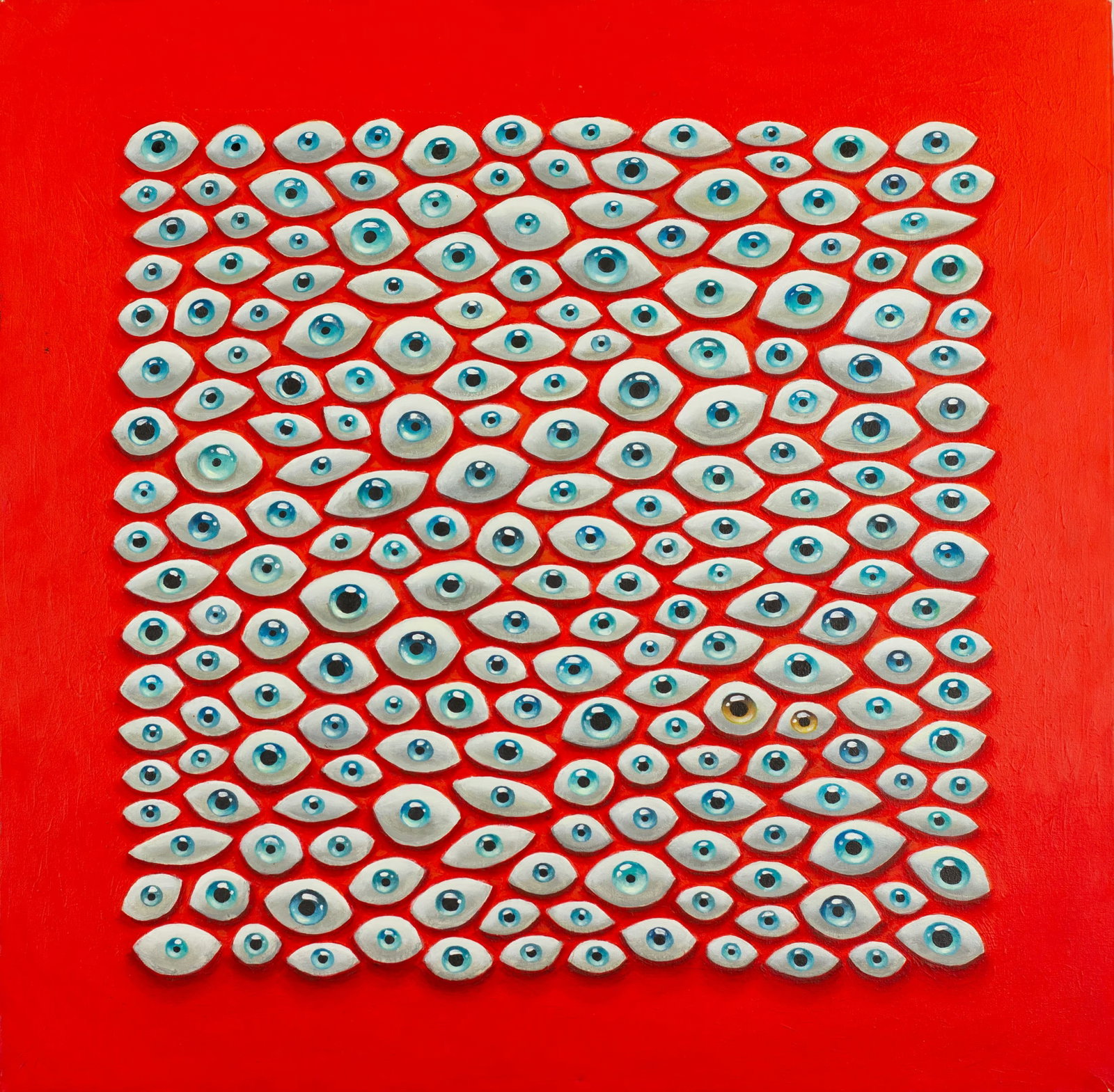 Katia Vigovskaya - 100 Eyes: Katia Vigovskaya | Contemporary 100 Eyes Acrylic on canvas Signed on the back. Dimensions: Artwork: 60 × 60 cm | 23.6 × 23.6 in Provenance: Acquired directly from the a