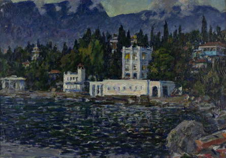 Pavel Yashin (1920-2010) - An Evening, 1979: Pavel Yashin (1920–2010) | Russian “An Evening&rdquo;, 1979 Oil on canvas Signed on the back. Dimensions: Unframed: 32.5 × 45 cm | 12.8 × 17.7 in Framed: 38 × 51 cm | 15 × 20.1 in