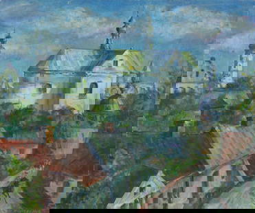 Edward Kieferling (1933-1998) - Parish Church in Jaros?aw, 1987: Edward Kieferling (1933–1998) | Poland “Parish Church in Jaros?aw&rdquo;, 1987 Oil on canvas Signed on the back. Dimensions: Framed: 70 × 84 cm | 27.6 × 33.1 in Provenance: Pr