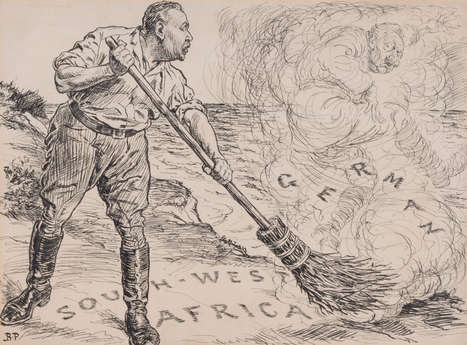 Bernard Partridge (1861-1945) - A Clean Sweep, 1915: Bernard Partridge (1861-1945) | United Kingdom A Clean Sweep, 1915 Ink on Paper Signed: Signed lower left “Bernard Partridge”. Dimensions: Framed: 46 × 53 cm | 18.1 × 20.9 in Ar