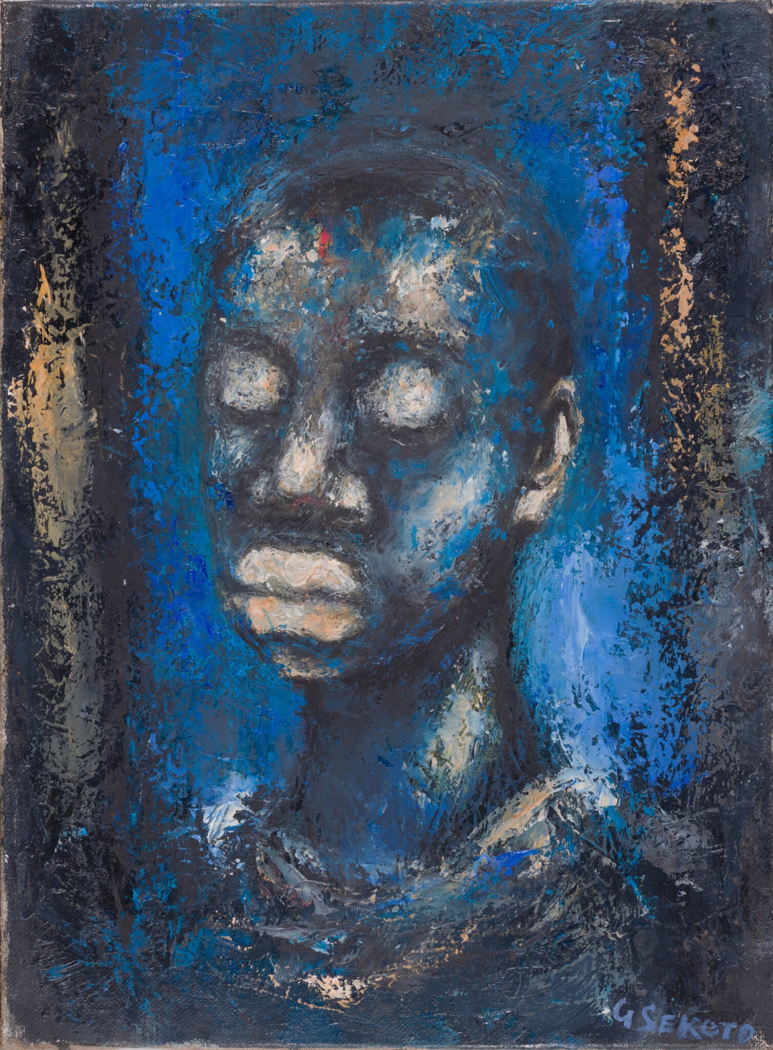 Gerard Sekoto (1913-1993) - Portrait of a Man in Blue (1 of 3)