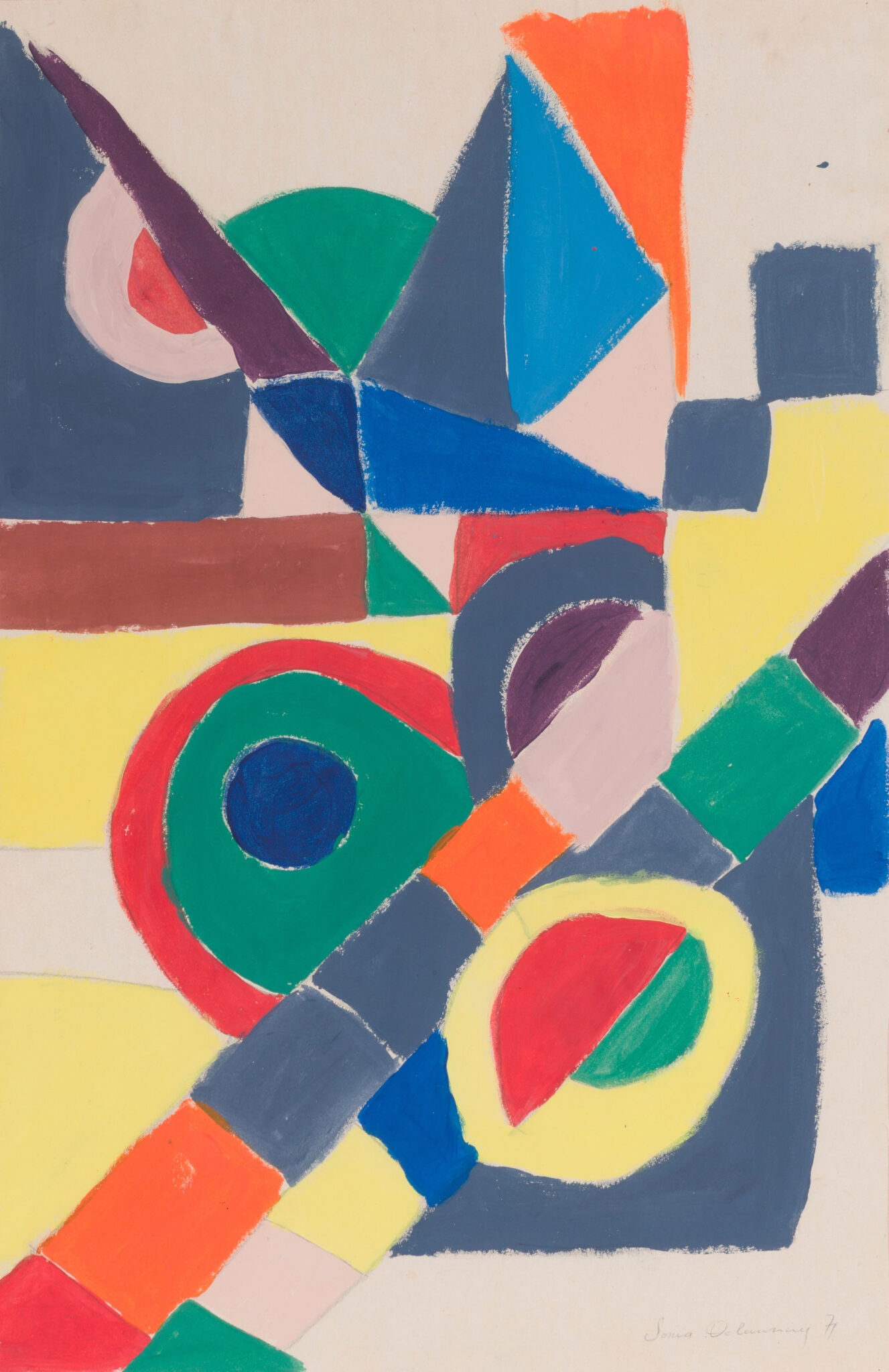 Sonia Delaunay (1885-1979) - Abstract Composition, 1971: Sonia Delaunay (1885-1979) | Ukraine Abstract Composition, 1971 Gouache on Paper Signed: Signed and dated lower right “Sonia Delaunay 71” in pencil. Dimensions: Framed: 73 × 52 cm