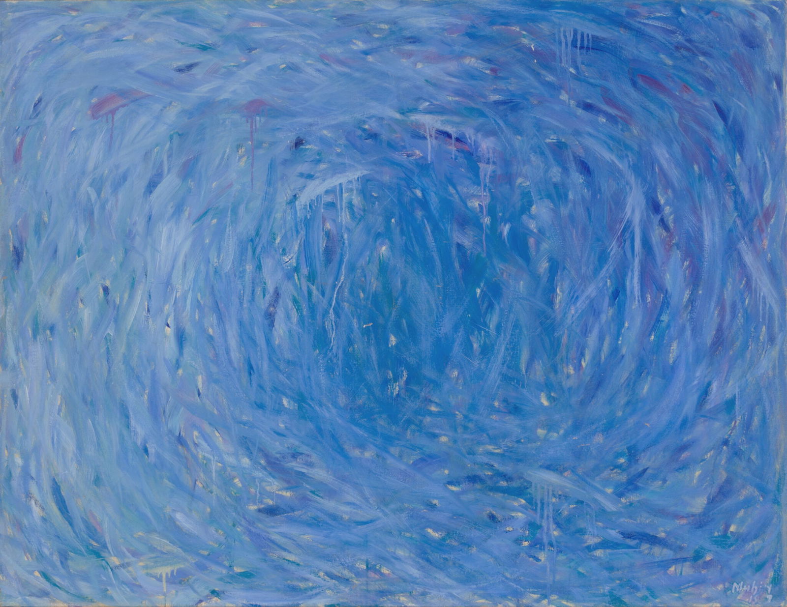 Mubin Orhon (1924-1981) - Abstract Composition in Blue, 1957: Mubin Orhon (1924-1981) | Turkey Abstract Composition in Blue, 1957 Oil on Canvas Signed: Signed and dated lower right “Mubin 57”; further signed, titled, and dated “Mubin Orhon, Par