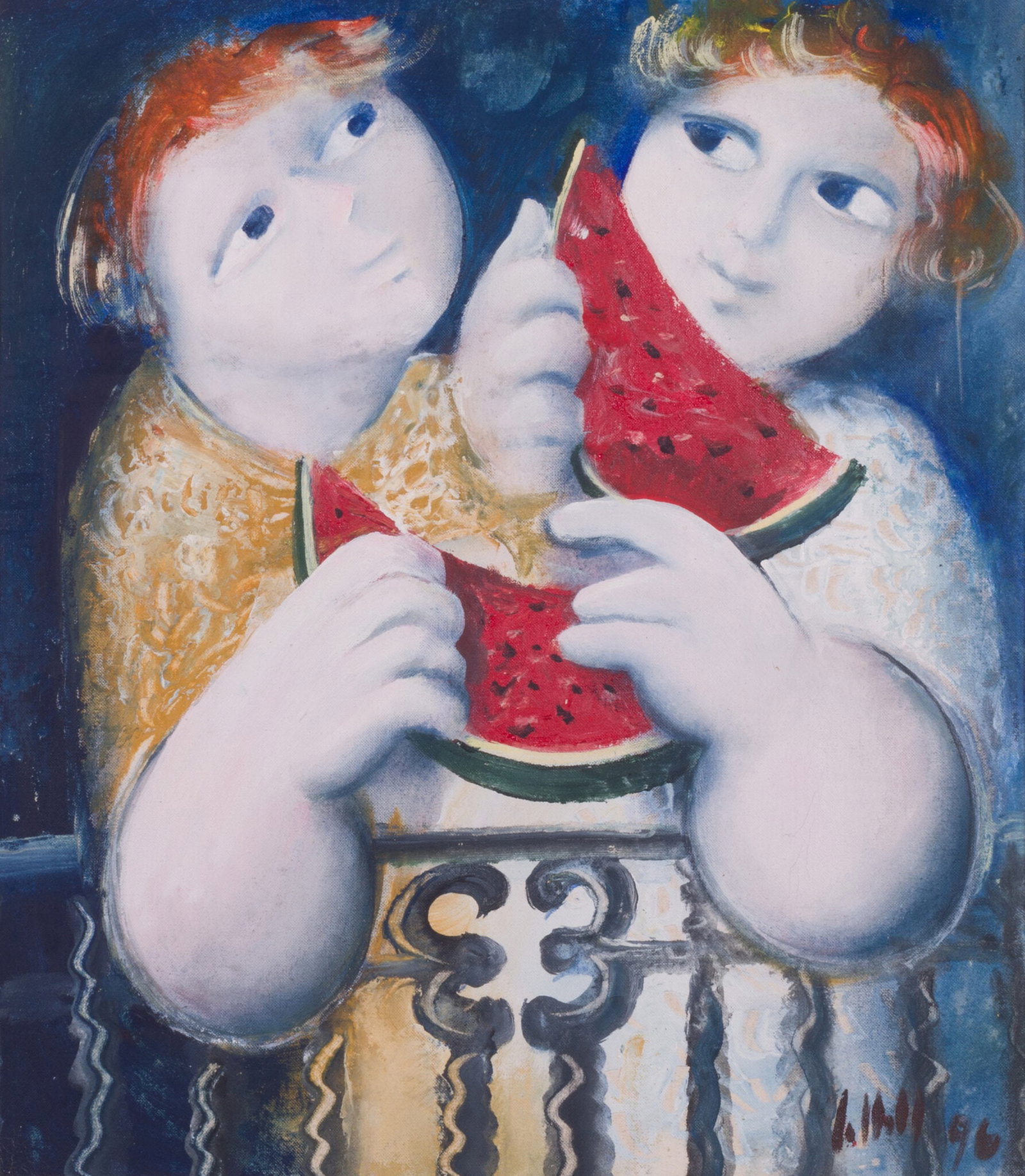 20th Century Catalan School - Children with Watermelon, 1996 (1 of 4)