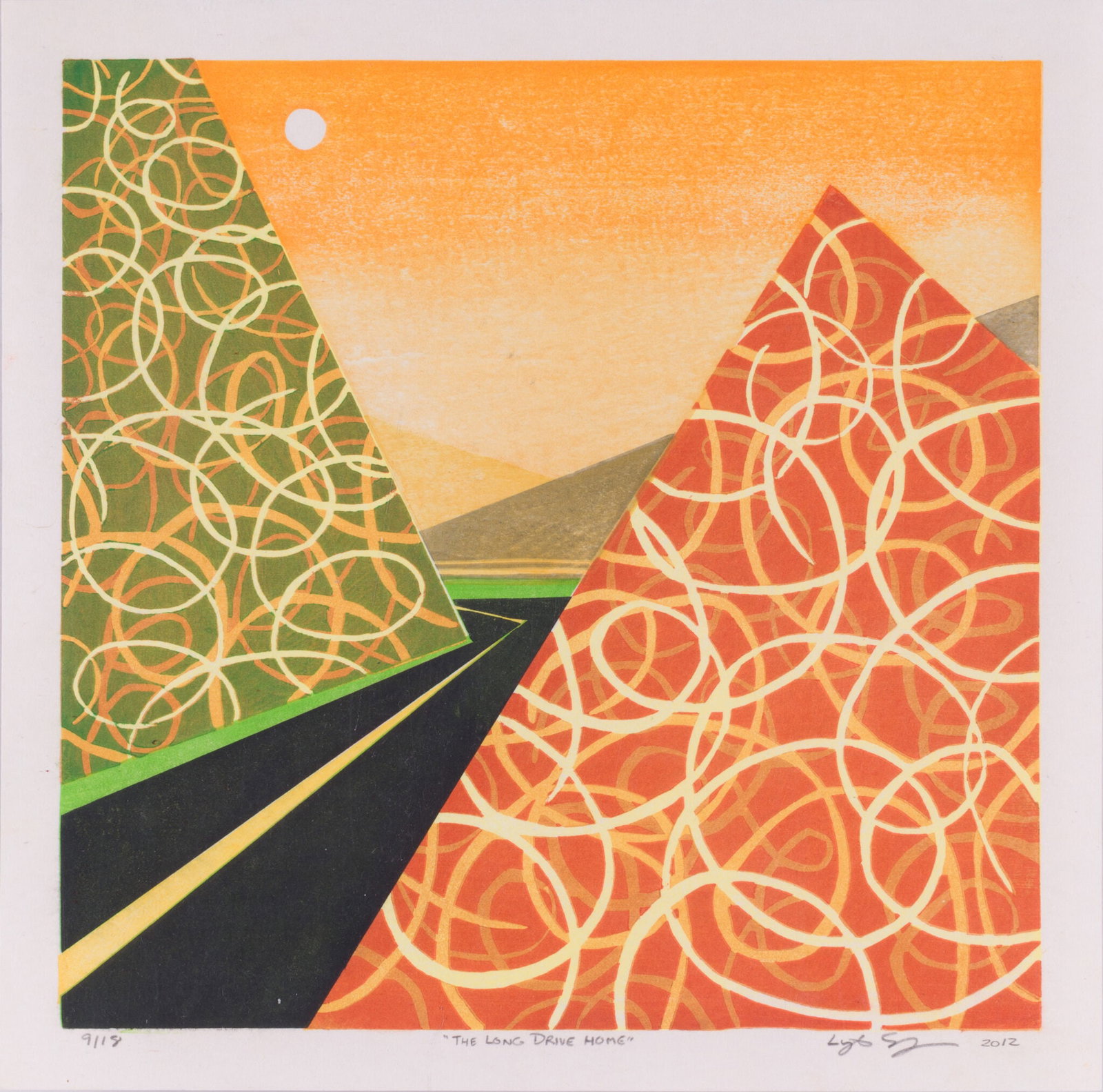 Lynita Shimizu - The Long Drive Home, 2012: Lynita Shimizu Lynita Shimizu — The Long Drive Home, 2012 Woodcut on Paper Signed: The work is signed by the artist as “Lynita Shimizu” and dated “2012” in the lower right margin, an