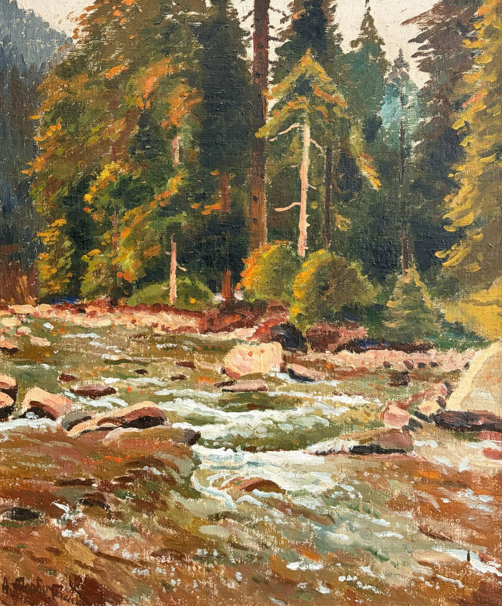 Aleksandr Torbich (1933-2010) - Stream in the Forest: Aleksandr Torbich (1933-2010) Aleksandr Torbich — Stream in the Forest Oil on Canvas Signed: The artist’s signature, “A. Torbich,” is visible in the lower left corner. Dimensions: Framed