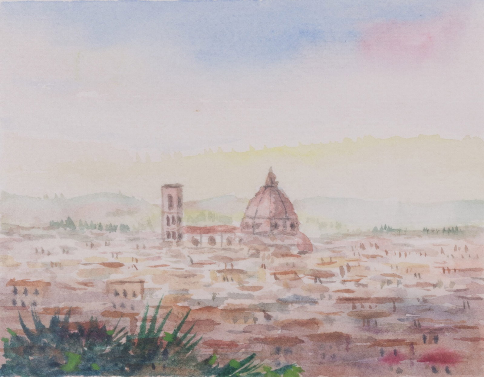 G. Scuglie - (Florence), 1986: G. Scuglie G. Scuglie — Firenze (Florence), 1986 Watercolor on Paper Signed: The artist’s signature, “G. Scuglie,” and the date “86” are visible in the bottom left corner of the wa