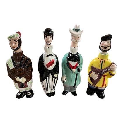 Vintage Lot of 4 Swank Members of The Bar Liquor Decanters (1 of 1)