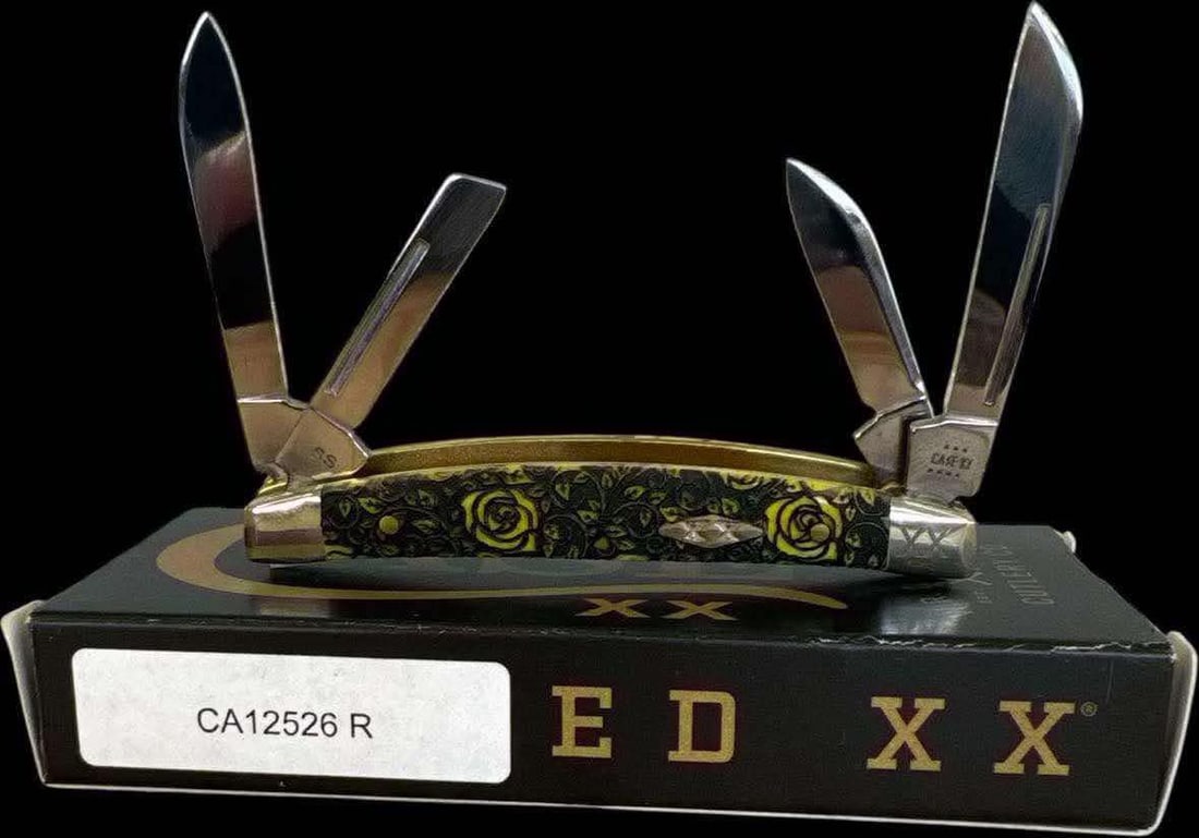 Case Knife Yellow Rose Bone Small Congress-Special Case Edition: The Case Knife Yellow Rose Bone Congress is a beautifully crafted pocket knife that combines elegance and functionality. This model features four blades—Sheepfoot, Spear, Pen, and Coping—made from