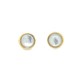 14KT Yellow Gold Mother of Pearl Earring Studs 1.74 grams